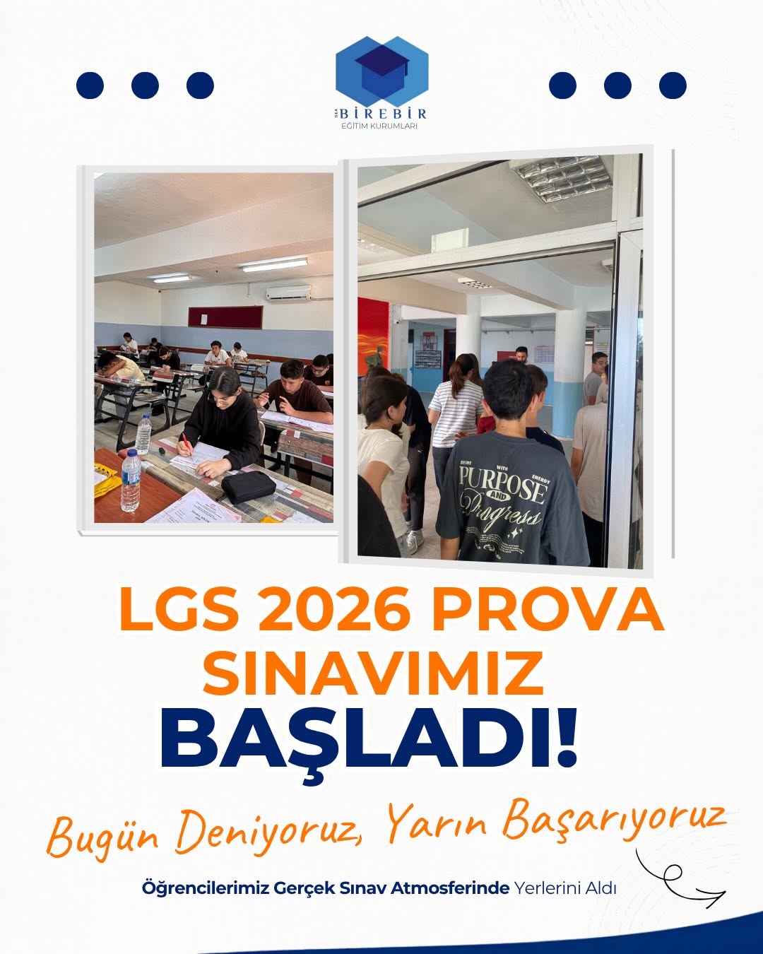 LGS yalnızca bilgi değil, aynı zamanda deneyim sınavıdır.

Öğrencilerimiz bugün gerçek sınav saatinde, sınava girecekleri okullarda prova sınavına katılarak sınav günü yaşayacakları atmosferi önceden 